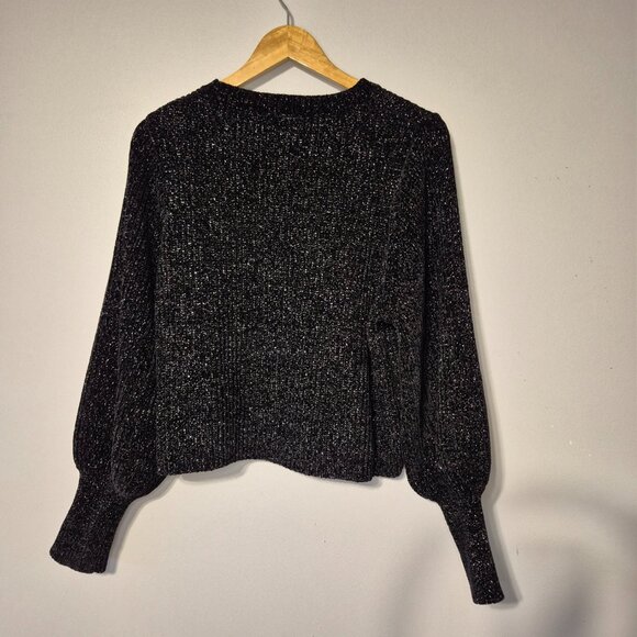 Joe's Jeans Black Chenille Sweater with Balloon Sleeves Size Medium - Picture 6 of 6